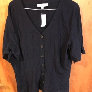 Navy blue Loft short sleeve blouse
